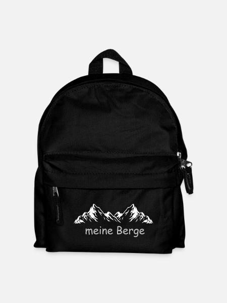 meine Berge Tshirt mit Bergsilhouette - Kinder Rucksack - Schwarz