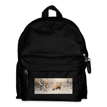 Renard paysage neige - Sac à dos Enfant - noir - Devant