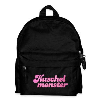 Kuschelmonster flauschig coole Sprüche Fell rosa - Kinder Rucksack - Schwarz - Vorne