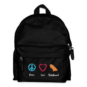 Peace Love Skateboard - Kids' Backpack - black - Front