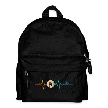 Battement de coeur rétro cuillère et fourchette - Sac à dos Enfant - noir - Devant