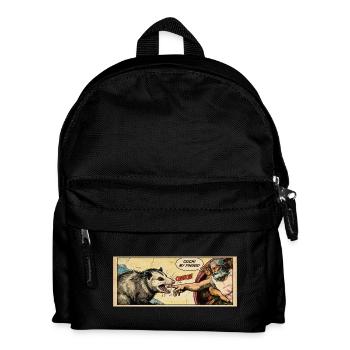 Opossum Beats God's Hand Funny Opossum Meme - Kids' Backpack - black - Front