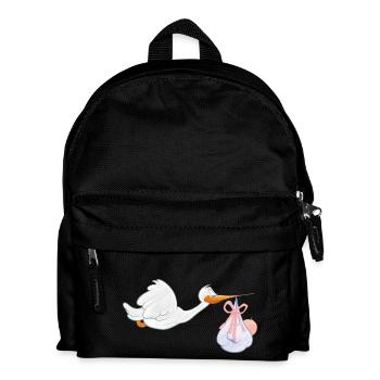 Storch mit Baby - Kinder Rucksack - Schwarz - Vorne