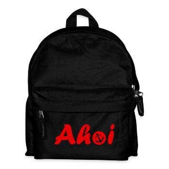 Ahoi Schriftzug mit Anker rot - Kinder Rucksack - Schwarz - Vorne