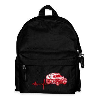 Shirt Geschenk Heartbeat Krankenwagen - Kinder Rucksack - Schwarz - Vorne