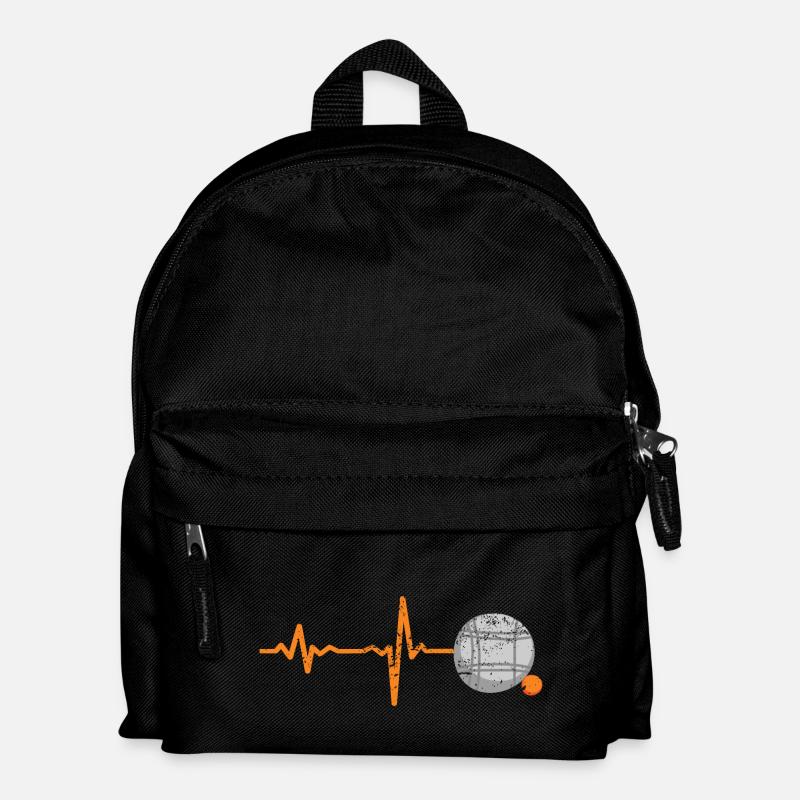 Geschenk Heartbeat Boule Petanque - Kinder Rucksack - Schwarz