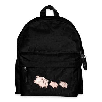 Schweine Familie - Kinder Rucksack - Schwarz - Vorne