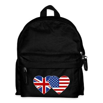 United Kingdom USA Flag Heart - Kids' Backpack - black - Front