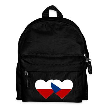 Poland Czech Republic Flag Heart - Kids' Backpack - black - Front