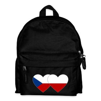 Czech Republic Poland Flag Heart Wide - Kids' Backpack - black - Front