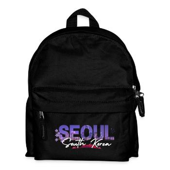 Seoul Night Skyline Floral Script - Kids' Backpack - black - Front