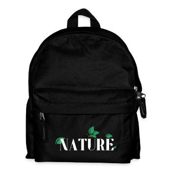 Nature Leaves Serif Logo - Kinder Rucksack - Schwarz - Vorne