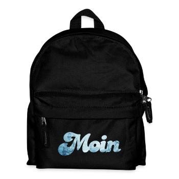 Moin Schiff typisch nordisch Handschrift Nordsee - Kinder Rucksack - Schwarz - Vorne