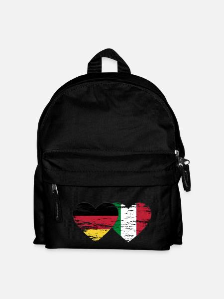 Deutschland Italien Flagge Herz used - Kinder Rucksack - Schwarz