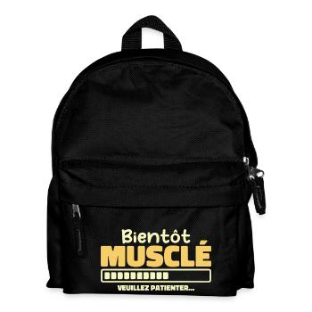 Bientôt Musclé - Veuillez Patienter - Sac à dos Enfant - noir - Devant