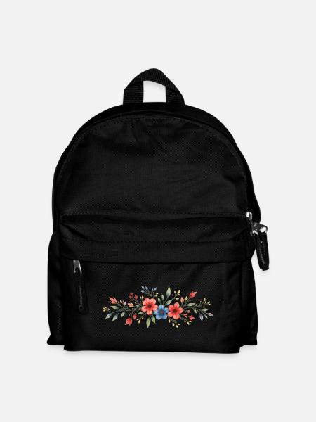 Peinture fleurie aquarelle Estampe artistique - Sac à dos Enfant - noir