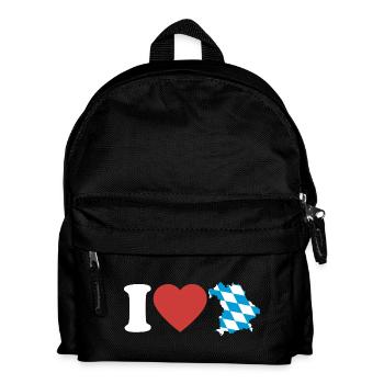 I Love Bavaria | Heart with blue white map - Kids' Backpack - black - Front
