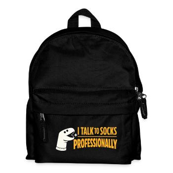 Talking to Socks | Sock Puppet Humor - Kids' Backpack - black - Front