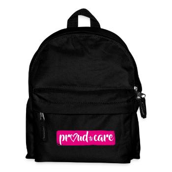 Für stolze Pflegeprofis: proud to care - Logo quer - Kinder Rucksack - Schwarz - Vorne