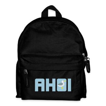 Ahoi Möwe hellblau Küste maritim Meer Schiff Hanse - Kinder Rucksack - Schwarz - Vorne