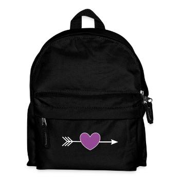 Coeur Violet Blanc avec Flèche Saint Valentin - Sac à dos Enfant - noir - Devant