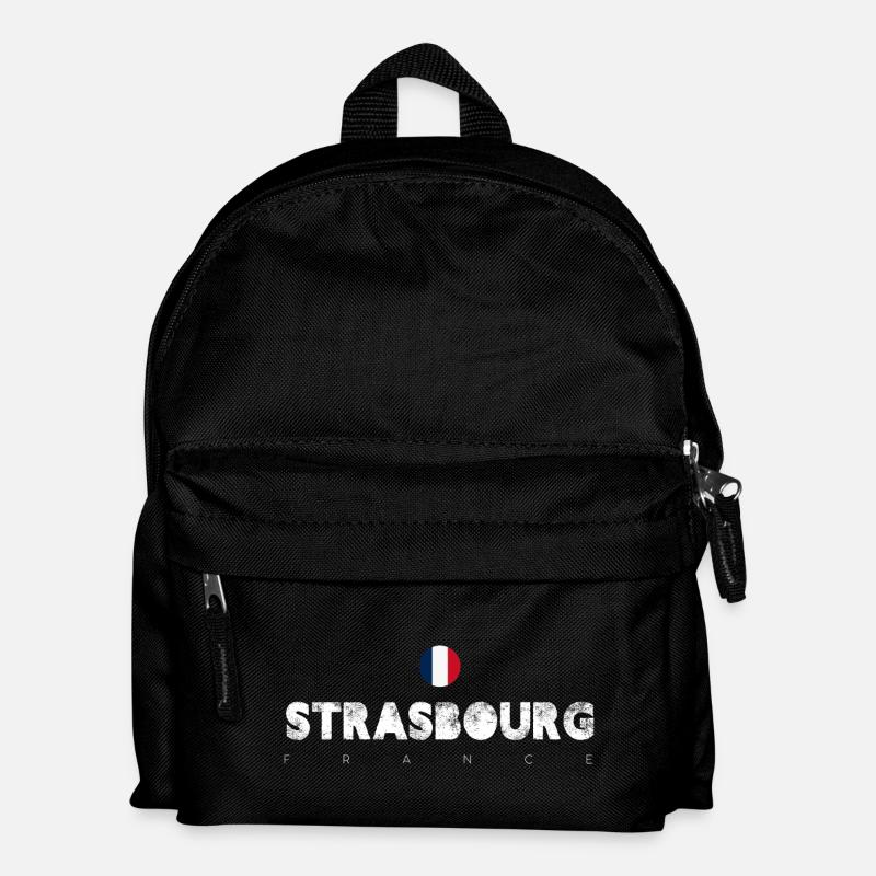 Strasbourg Distressed Flag Typography - Kids' Backpack - black