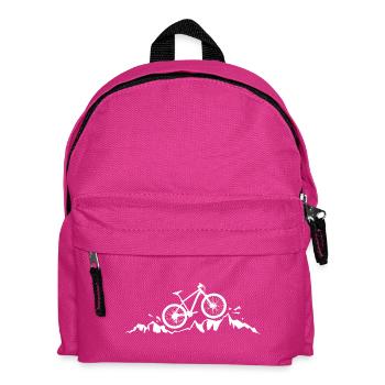Mountain biking in the mountains silhouette - Kids' Backpack - fuchsia - Front
