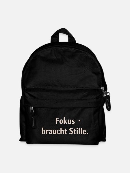 Fokus braucht Stille - Kinder Rucksack - Schwarz