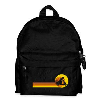  Rollerfahrer Mofa Moped Scooter-Fahrer 70s 80s - Kinder Rucksack - Schwarz - Vorne