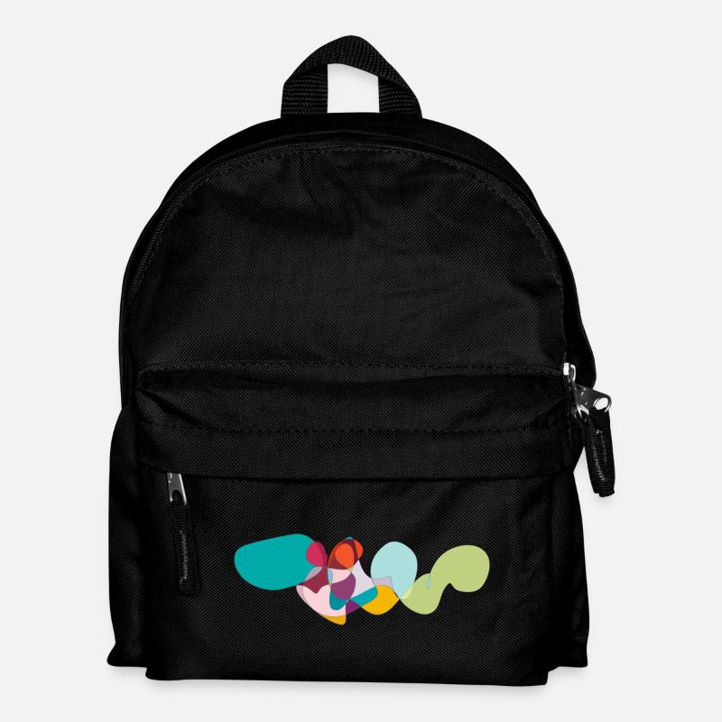 Farbige Wellengrafik Abstrakt - Kinder Rucksack - Schwarz