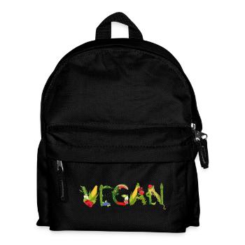 VEGAN Fruit and Vegetable Lettering Illustration - Kids' Backpack - black - Front
