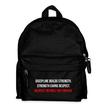Fight Forge: Discipline & Strength Fighter Quote - Kinder Rucksack - Schwarz - Vorne