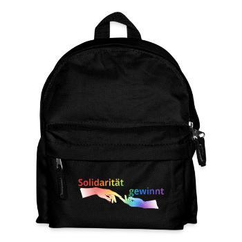 Solidarität gewinnt Pride T-Shirt Regenbogen - Kinder Rucksack - Schwarz - Vorne