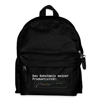 Programmierer Kaffee Geheimnis der Produktivität - Kinder Rucksack - Schwarz - Vorne