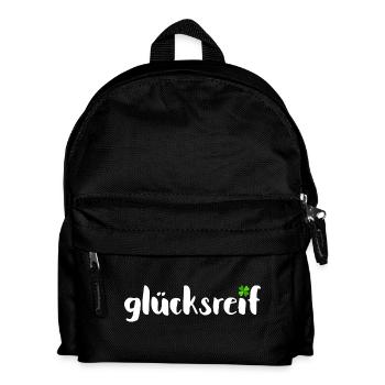 Glücksreif - Lebensglück Kleeblatt Glücksbringer - Kinder Rucksack - Schwarz - Vorne