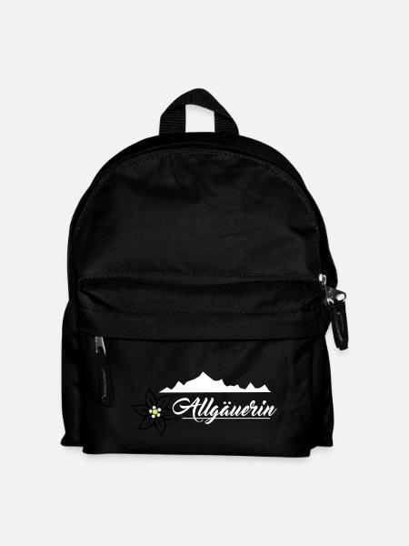 Allgäuerin - Bergkette & Edelweiss Design Weiß - Kinder Rucksack - Schwarz