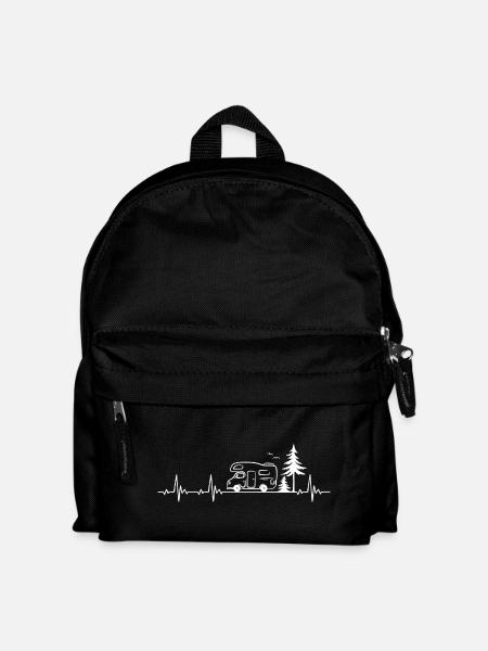 Wohnmobil Wohnwagen Camping Wald Herzschlag - Kinder Rucksack - Schwarz