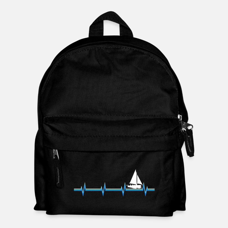Herzschlag Segelboot Meer - Kinder Rucksack - Schwarz