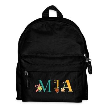 MIA Namenskunst mit gestickten Blumen - Kinder Rucksack - Schwarz - Vorne
