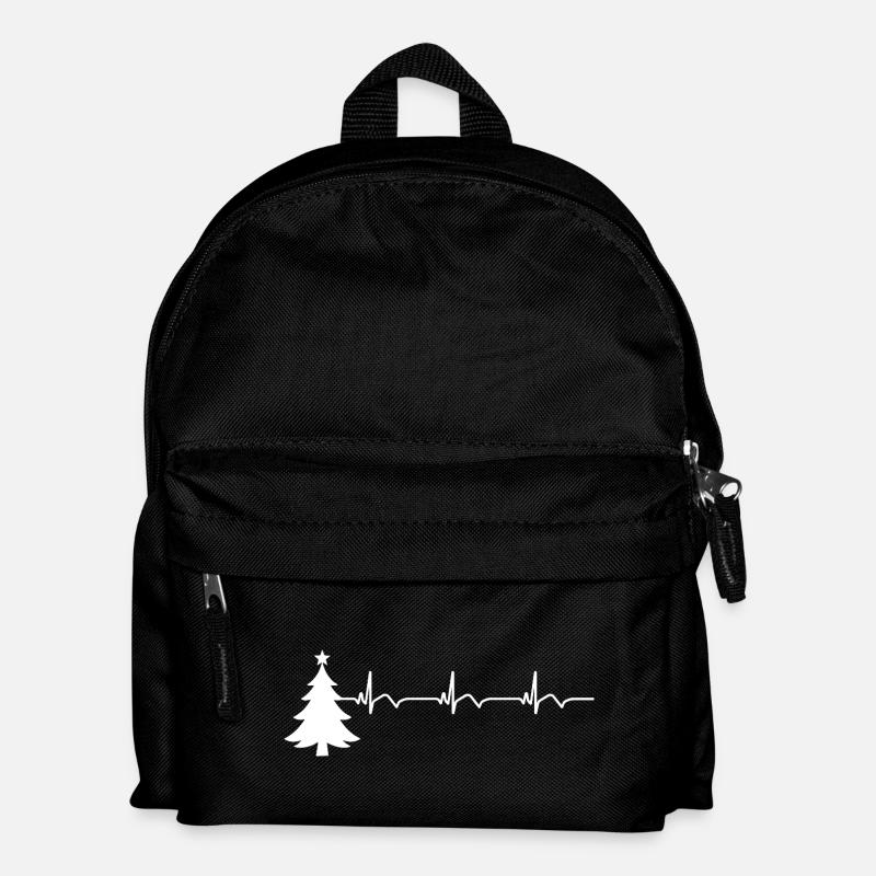 Weihnachtsbaum EKG Herzschlag Weihnachten Ugly - Kinder Rucksack - Schwarz
