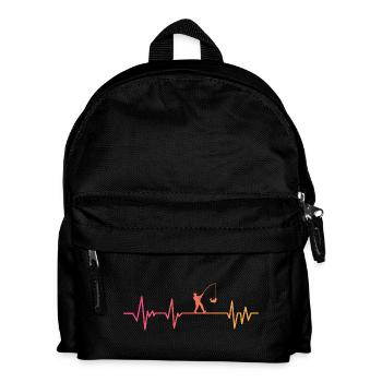 Angeln Sonnenuntergangs-Fischerherzschlag - Kinder Rucksack - Schwarz - Vorne