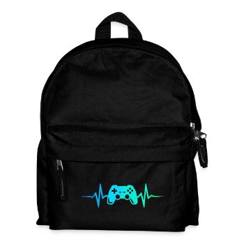 Gamer Herzschlag Gaming Controller Gamepad Zocker - Kinder Rucksack - Schwarz - Vorne