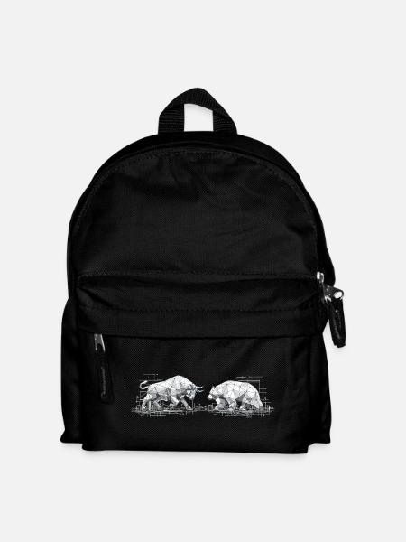 Bulle & Bär: Geometrische Low-Poly Aktien Börse - Kinder Rucksack - Schwarz