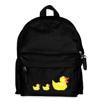 Pixel Enten Familie Mutter Kücken Kind Geschenk - Kinder Rucksack - Schwarz - Vorne