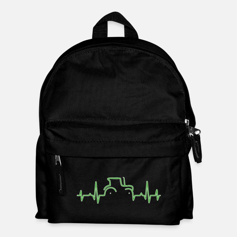 KARDIOGRAMM TRAKTOR Grün - Kinder Rucksack - Schwarz
