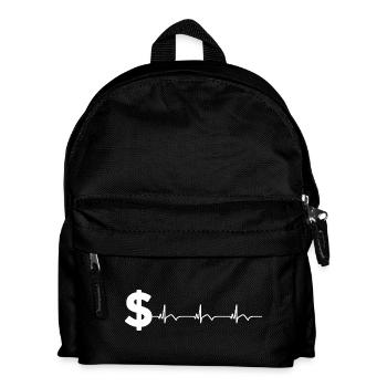 Dollar Sign $ ECG Heartbeat - Kids' Backpack - black - Front