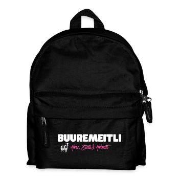 Buuremeitli  Herz Stall Heimat -für Schweizerinnen - Kinder Rucksack - Schwarz - Vorne