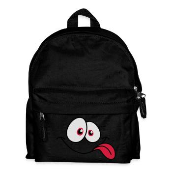 Lächelndes Comic Gesicht Cool Zunge Rausstrecken - Kinder Rucksack - Schwarz - Vorne