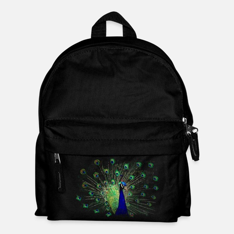 Pfau - Kinder Rucksack - Schwarz