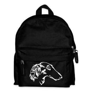 Barsoi Kopf "Black Edition" - Kinder Rucksack - Schwarz - Vorne